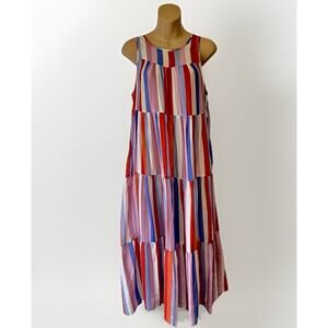 Xirena Eva Sleeveless Dress Women's Small Multicolor Stripe Soft Pockets Midi